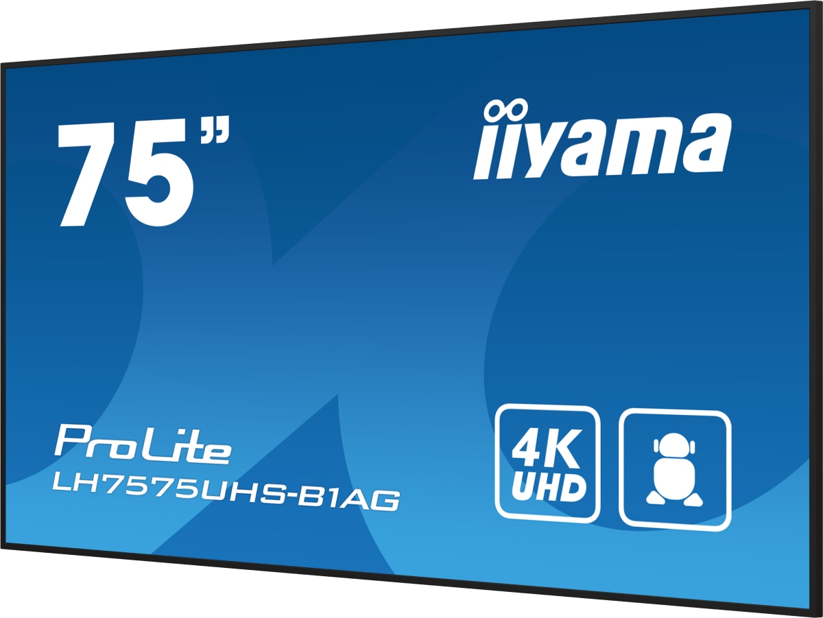 Iiyama LH7575UHS-B1AG - 75" 4K Andoid RJ45/Wifi Lecteur Multimédia (LH7575UHS-B1AG) - Achat / Vente Affichage dynamique sur grosbill.com - 1