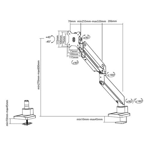 Desk mount 10-49" desk clamp WHITE Plus - Achat / Vente sur grosbill.com - 5