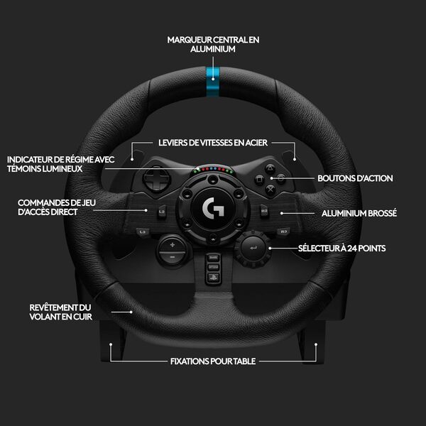 Logitech G923 Racing Wheel & Pedals PC et Playsation Edition (941-000149) - Achat / Vente Base de volant Simracing sur grosbill.com - 2