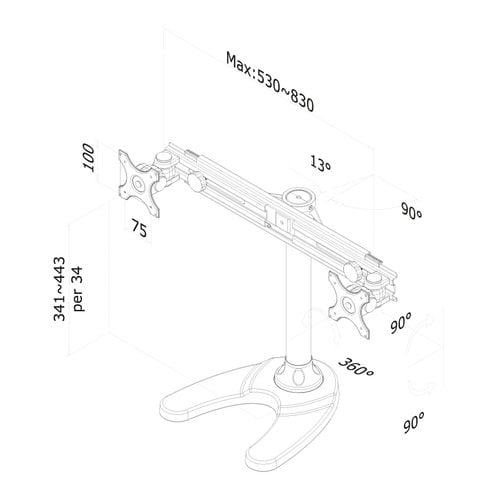 Desk Mount Stand Dual 10-30" BLACK - Achat / Vente sur grosbill.com - 2