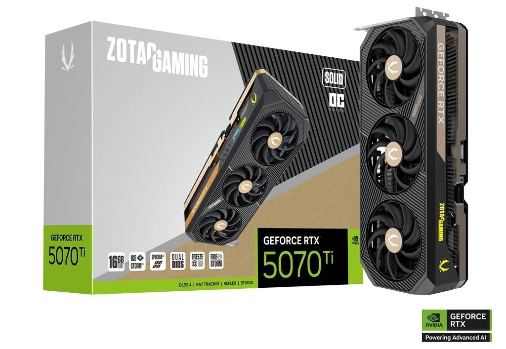 ZOTAC GeForce RTX 5070 Ti SOLID OC 16GB GDDR7 - Carte graphique - 0