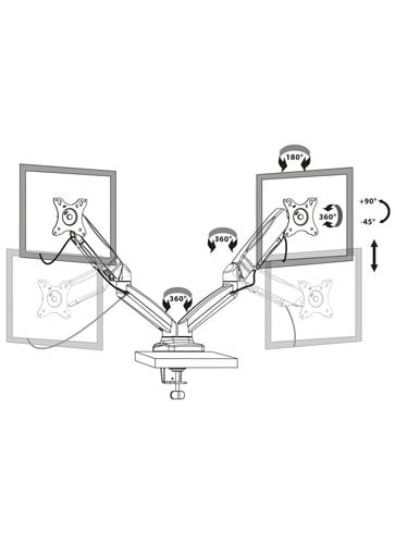 MONITOR ARM VESA DUAL SCREEN - Accessoire écran Port - grosbill.com - 3