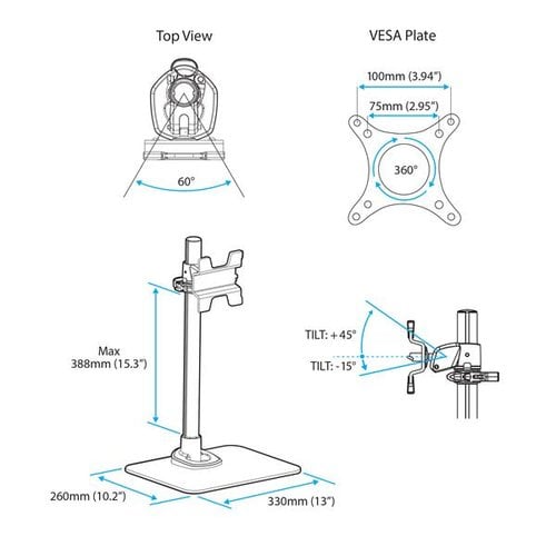 Single Monitor Stand - Silver - Achat / Vente sur grosbill.com - 6