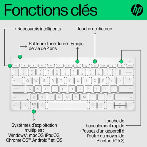 HP 350 WHT Compact Multi-Device KBD - Achat / Vente sur grosbill.com - 18