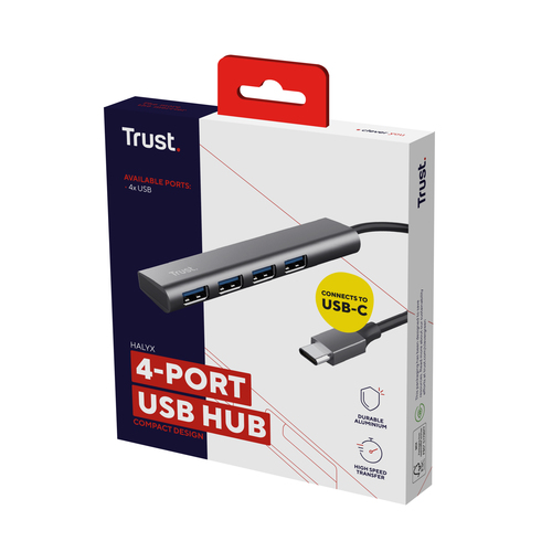 Hub HALYX 4 ports USB-C USB 3.2 - Accessoire PC portable Trust - 4