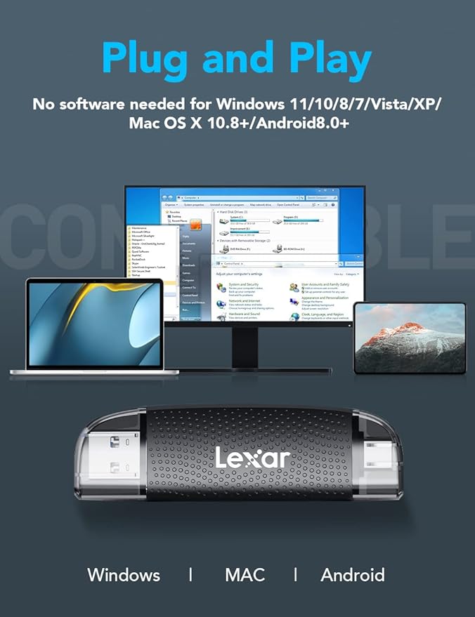 Lexar RW310 - Lecteur SD / Micro SD - USB 3.2 + Type C - Lecteur carte mémoire - 5