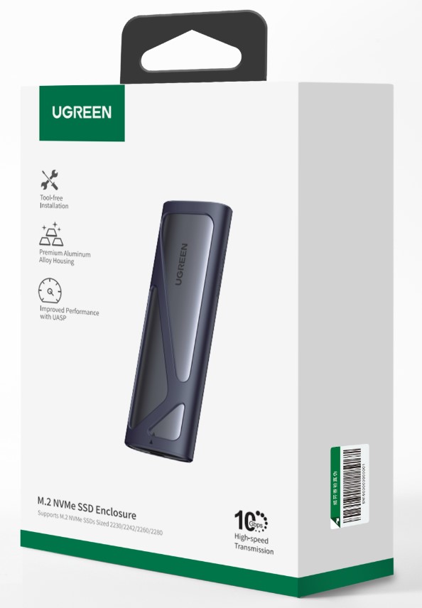 UGREEN USB-C 3.1 Gen2 vers M.2 NVME/SSD/2To/0.50m/Gris - Boîtier externe - 1