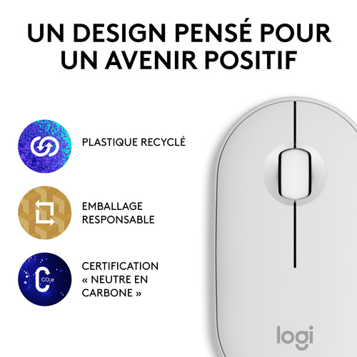 Logitech PEBBLE M350S White - Souris PC Logitech - grosbill.com - 11