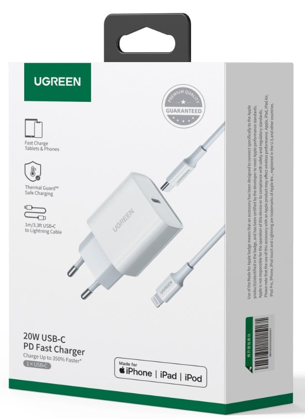 Kit chargeur rapide USB-C vers Lightning/20W/Blanc - Connectique PC/Téléphonie  - 1