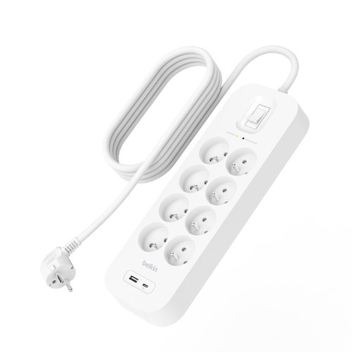 Belkin Parafoudre 8 prises avec 1 USB-A et 1 USB-C (SRB003CA2M) - Achat / Vente Parasurtenseurs - Multiprises sur grosbill.com - 2