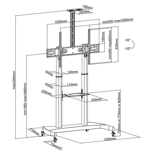 NewStar Mobile Flat Screen Floor Stand - Achat / Vente sur grosbill.com - 2