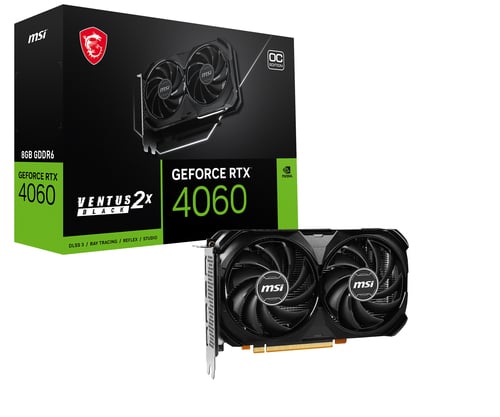 image produit MSI GeForce RTX 4060 VENTUS 2X BLACK 8G OC Grosbill