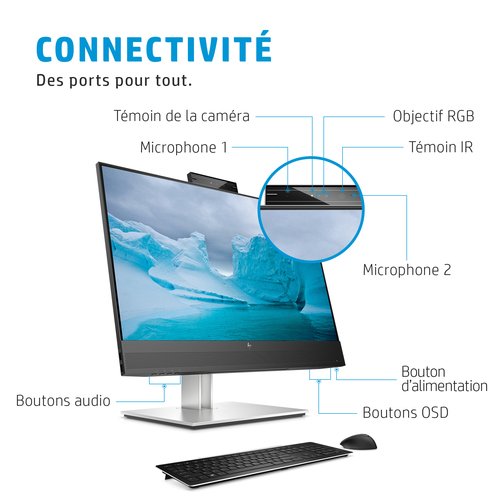 HP E24mv G4 60,5 cm (23.8") 1920 x 1080 pixels Full HD Noir, Argent - Achat / Vente sur grosbill.com - 10