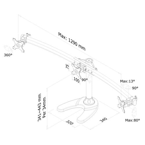 Desk Mount 3xScreen 10-27" BLACK - Achat / Vente sur grosbill.com - 2