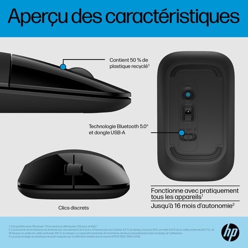 HP Z3700 Dual BLK Wireless Mouse EMEA-IN - Achat / Vente sur grosbill.com - 8