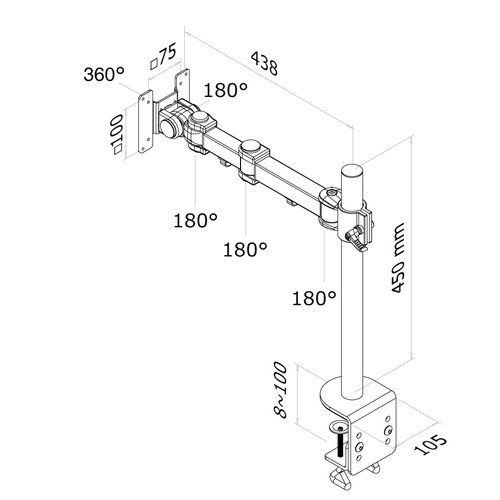 Desk Mount 10-30" Clamp FullMotion BLACK - Achat / Vente sur grosbill.com - 2