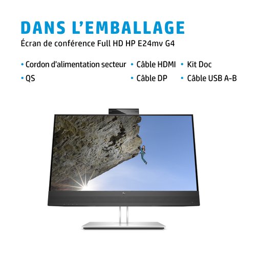 HP E24mv G4 60,5 cm (23.8") 1920 x 1080 pixels Full HD Noir, Argent - Achat / Vente sur grosbill.com - 9