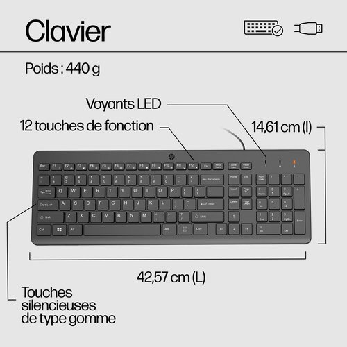 HP 150 Wired Mouse and Keyboard Combinat - Achat / Vente sur grosbill.com - 4