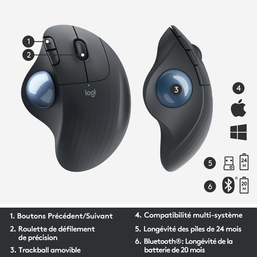 Logitech ERGO M575 GRAPHITE - Souris PC Logitech - grosbill.com - 12