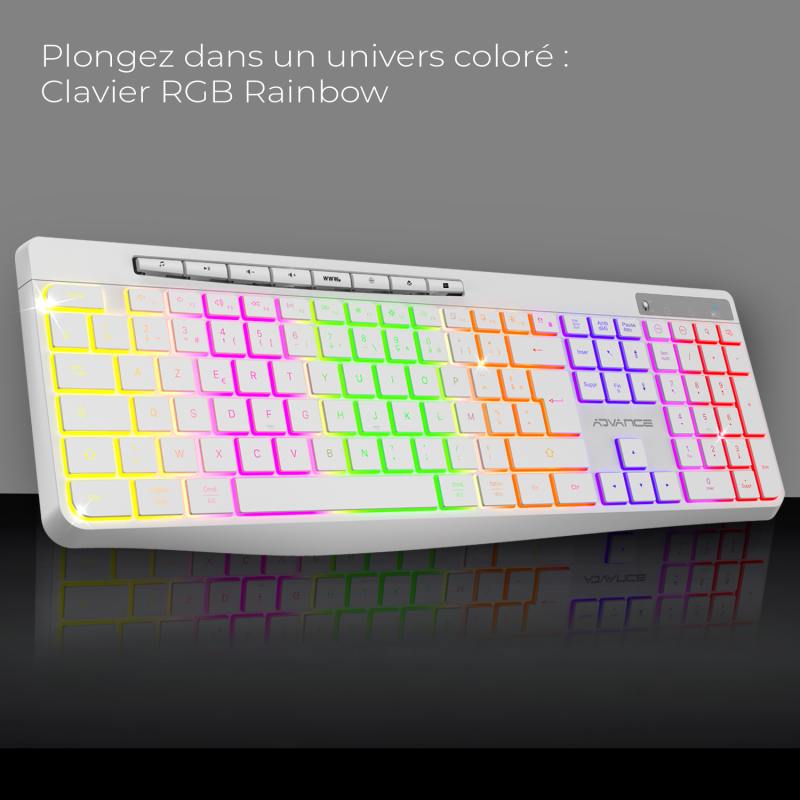 Advance R TYPE Blanc Sans fil/RGB/Batterie/IPX4/Win et Mac - Clavier PC - 2