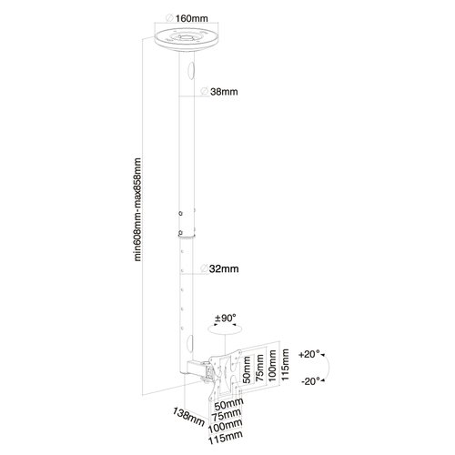 Ceiling Mount 10-30" Tilt/Swivel BLACK - Achat / Vente sur grosbill.com - 2