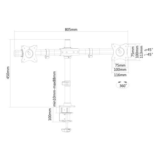 NewStar FlatScreen Desk Mount 10-27" - Achat / Vente sur grosbill.com - 2