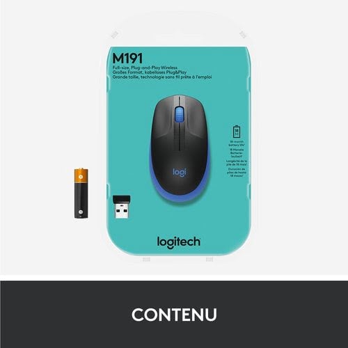 M190 Full-size wireless mouse - BLUE - Achat / Vente sur grosbill.com - 8