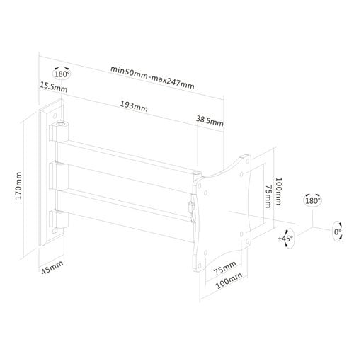 Wall Mount 10-27" Tilt/Swivel BLACK - Achat / Vente sur grosbill.com - 2